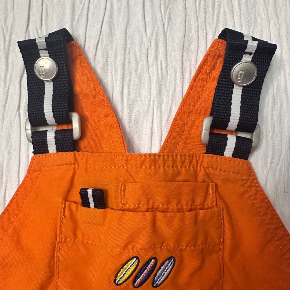 Gymboree‎ Vintage Y2K 2001 Overalls Surfs Up Orange Navy Cotton Blend 0-3 Months - Picture 5 of 10